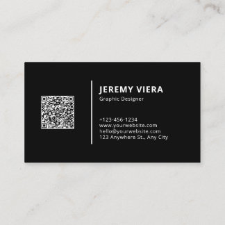 Carte De Visite Logo minimaliste moderne noir et code QR