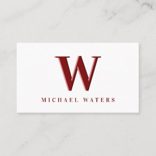 Carte De Visite Logo minimaliste Monogramme Maroon Effet Embossé