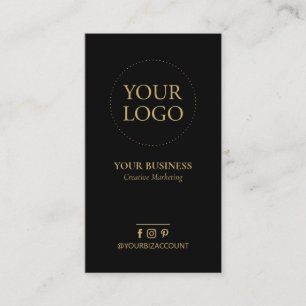 Carte De Visite Logo minimaliste noir et or pour les médias sociau