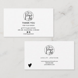 Carte De Visite Logo minimaliste noir simple commander merci