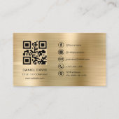 Carte De Visite Logo minimaliste Professionnel Faux Gold Code QR (Devant)