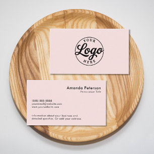 Carte De Visite Logo minimaliste simple personnalisé rose poudré