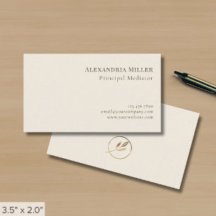 Carte De Visite Logo minimaliste simple pour feuille d'or ivoire