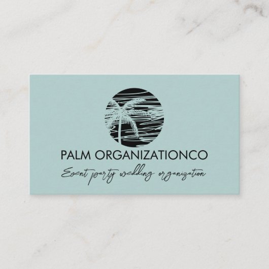 Carte De Visite Logo Minimaliste Tropical Arbre à Palmes (Devant)