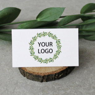 Carte De Visite Logo minimaliste vert Wreath Thème hiver