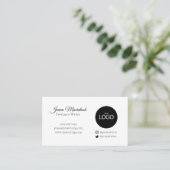 Carte De Visite Logo minimum Instagram Poignée Twitter noir blanc  (Debout devant)