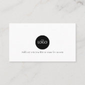 Carte De Visite Logo minimum Instagram Poignée Twitter noir blanc  (Dos)