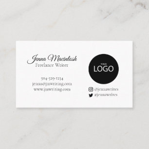 Carte De Visite Logo minimum Instagram Poignée Twitter noir blanc 