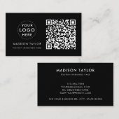 Carte De Visite Logo minimum personnalisé de l'entreprise Code QR  (Devant / Derrière)
