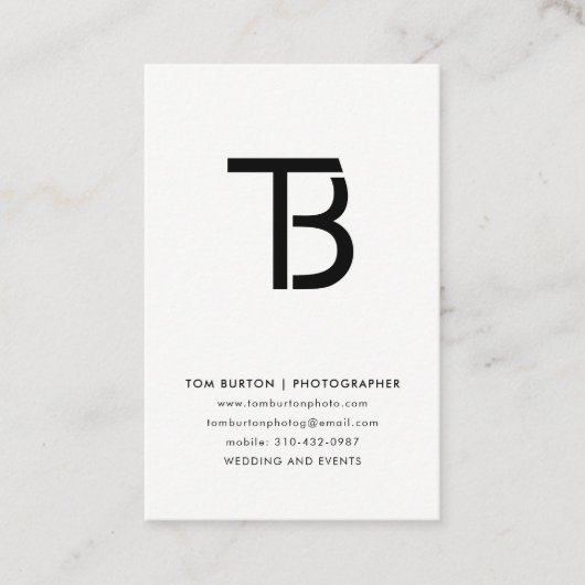 Carte De Visite Logo minimum photo noir et blanc (Devant)