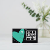 Carte De Visite Logo Modèle Bright Turquoise Love Coeur pour les A (Debout devant)