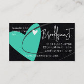 Carte De Visite Logo Modèle Bright Turquoise Love Coeur pour les A (Dos)