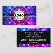 Carte De Visite Logo Modèle Chakra Fleur de la vie Galaxy Éperche (Devant / Derrière)