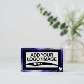 Carte De Visite Logo Modèle Cool élégant Cadre bleu Cute Heart (Debout devant)