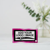 Carte De Visite Logo Modèle Cool élégant Girly Rose Cadre Coeur (Debout devant)