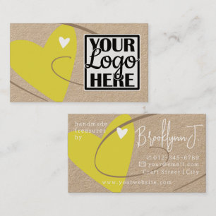 Carte De Visite Logo Modèle Kraft Yellow Love Heart Crafter