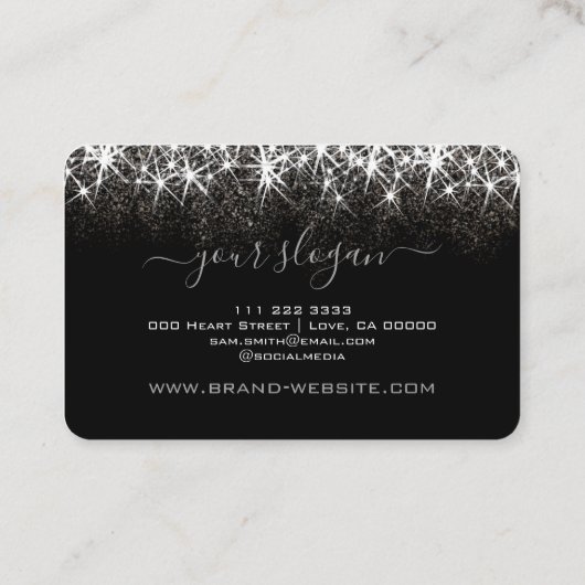 Carte De Visite Logo Modèle Lumineuse Platine Parties scintillant (Dos)