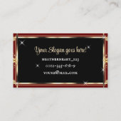 Carte De Visite Logo Modèle Luxe Chic Black Gold Vin Rouge (Dos)