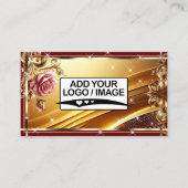 Carte De Visite Logo Modèle Luxe Chic Or Rose Flower (Devant)
