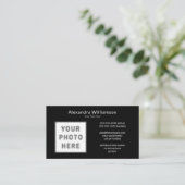 Carte De Visite Logo Modèle photo avant Noir Blanc (Debout devant)