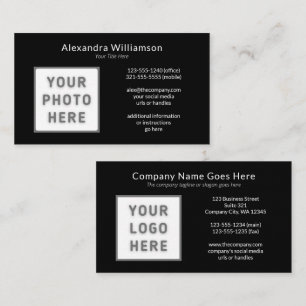 Carte De Visite Logo Modèle photo avant Noir Blanc