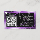 Carte De Visite Logo Modèle photo élégant Lilac Frame Heart Luxe (Dos)