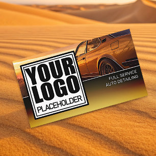 Carte De Visite Logo Modèle photo voiture Golden Chrome Ombre