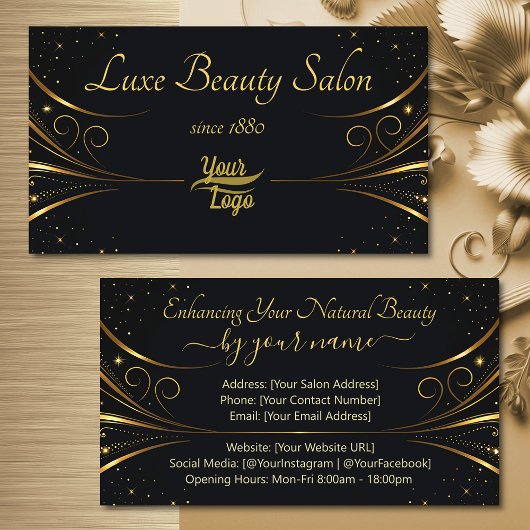 Carte De Visite Logo Modèle Sophisticated Gold Luxury Flourish