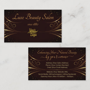 Carte De Visite Logo Modèle Sophistiqué Golden Luxury Flourish