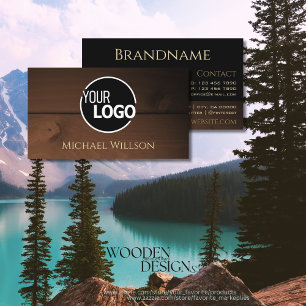 Carte De Visite Logo moderne Black Brown Wood Grain Bois Bois Bois