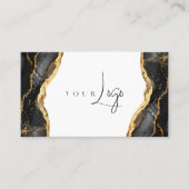 Carte De Visite Logo moderne Black Gold Agate (Devant)