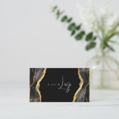 Carte De Visite Logo moderne Black Gold Agate (Debout devant)