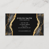 Carte De Visite Logo moderne Black Gold Agate (Dos)