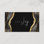 Carte De Visite Logo moderne Black Gold Agate (Devant)