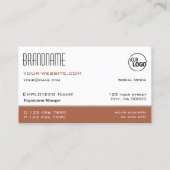 Carte De Visite Logo moderne blanc et rouge Brown simple et élégan (Dos)