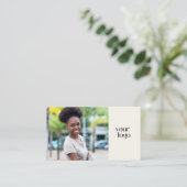 Carte De Visite Logo Moderne Boho Code QR Photo Noir et Blanc (Debout devant)