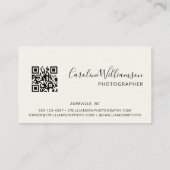 Carte De Visite Logo Moderne Boho Code QR Photo Noir et Blanc (Dos)