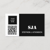Carte De Visite Logo moderne Code QR Noir Initiales Professionnell (Devant)