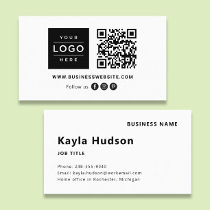 Carte De Visite Logo Moderne Code QR Réseaux Sociaux