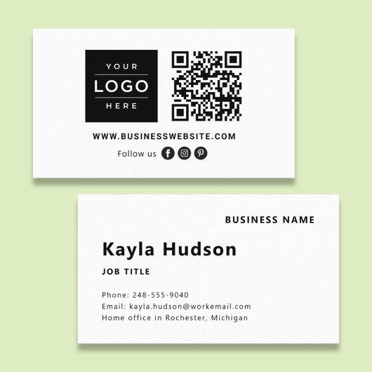 Carte De Visite Logo Moderne Code QR Réseaux Sociaux