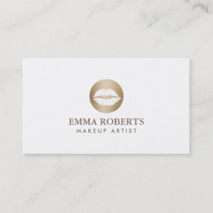 Carte De Visite Logo moderne de baiser d'or de maquilleur simple