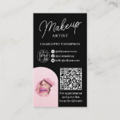 Carte De Visite Logo moderne de maquillage blanc Qr code 2 photos (Devant)