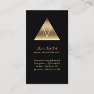 Carte De Visite Logo moderne de triangle de monogramme de noir et