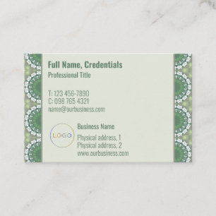 Carte De Visite Logo moderne Élégant Printemps Floral Vert Abstrai