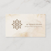 Carte De Visite Logo moderne élégant sur l'encre dorée Beige Aquar (Dos)
