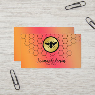 Carte De Visite Logo moderne en nid d'abeille et abeille hexagonal