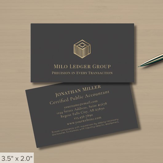 Carte De Visite Logo moderne en or gris