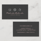 Carte De Visite Logo moderne Gemstone Trio rose/gris foncé (Devant / Derrière)