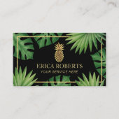 Carte De Visite Logo moderne Gold Pineappo Salon Spa tropical (Devant)