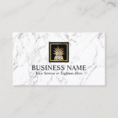 Carte De Visite Logo moderne Gold Pineappy Marbre blanc tendance (Devant)